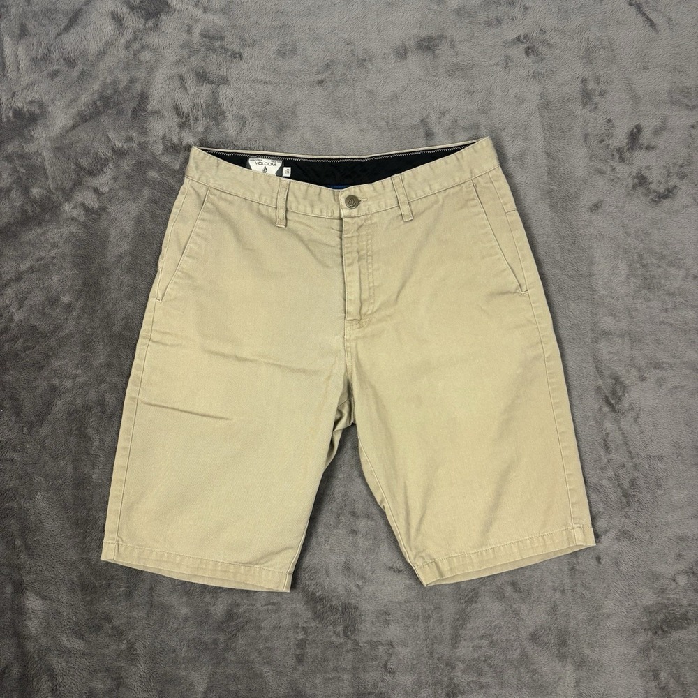 Volcom Chino Shorts 30 Men's Medium Khaki Flat‎ Front Hiking Corpo Class